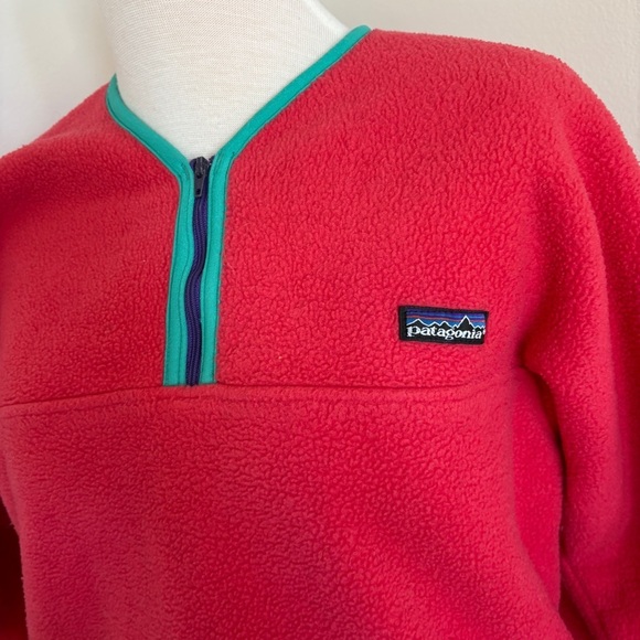 Vintage Patagonia Fleece Kids L Pink 1/4 Zip Made In USA Cozy Thick - Picture 2 of 10